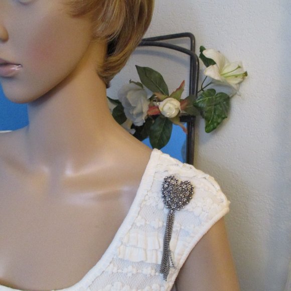 TORTOLANI Heart Brooch Earrings Set~Vintage STERLING Plate Floral Heart Jewelry - Picture 6 of 13